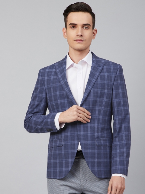 

Marks & Spencer Blue Checked Skinny Fit Single-Breasted Formal Blazer