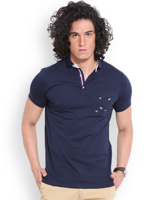 

MR BUTTON Navy Structured Fit Polo T-shirt, Navy blue