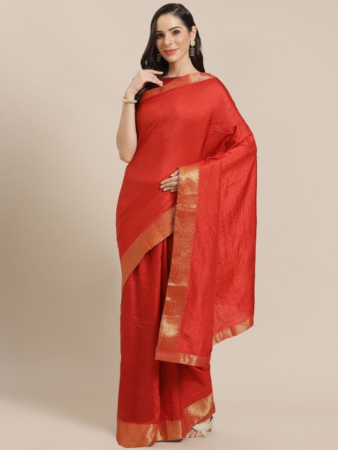 

KALINI Red Solid Banarasi Celebrity Saree