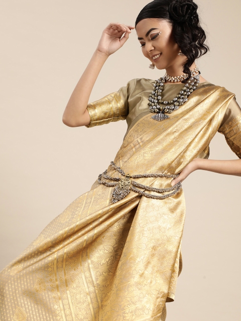 

KALINI Beige and Golden Zari Design Banarasi Celebrity Saree