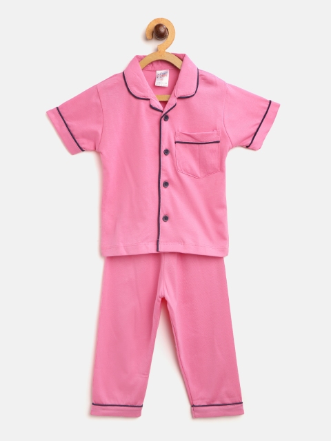 

NAUTI KIDZ Boys Pink Solid Pure Cotton Night suit