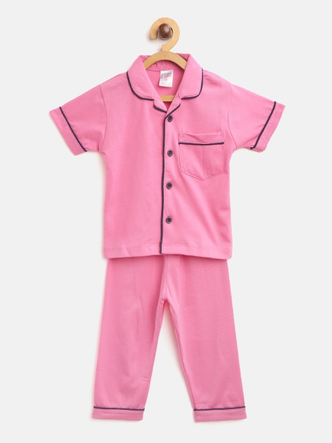 

NAUTI KIDZ Boys Pink Solid Pure Cotton Night Suit