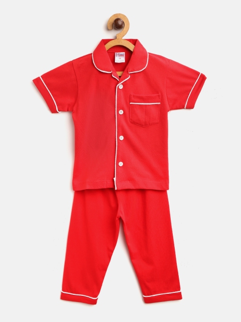 

NAUTI KIDZ Boys Red Solid Pure Cotton Night Suit