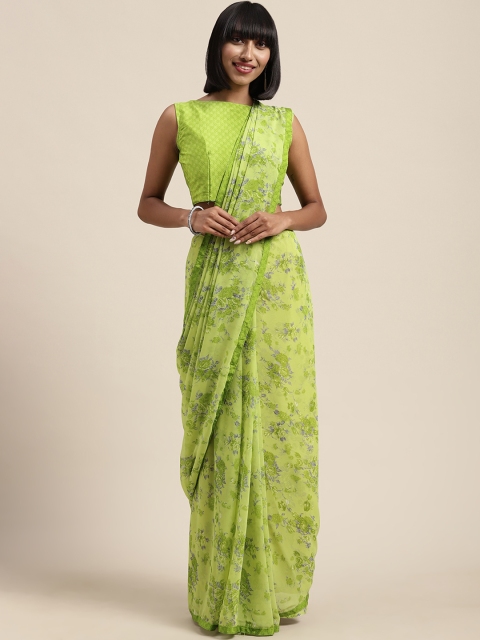 

Satrani Green & Grey Pure Georgette Printed Saree