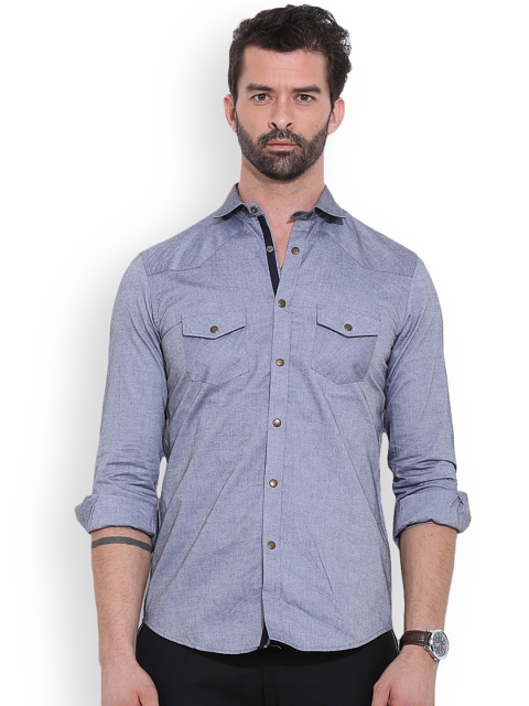 

MR BUTTON Grey Structured Fit Casual Shirt