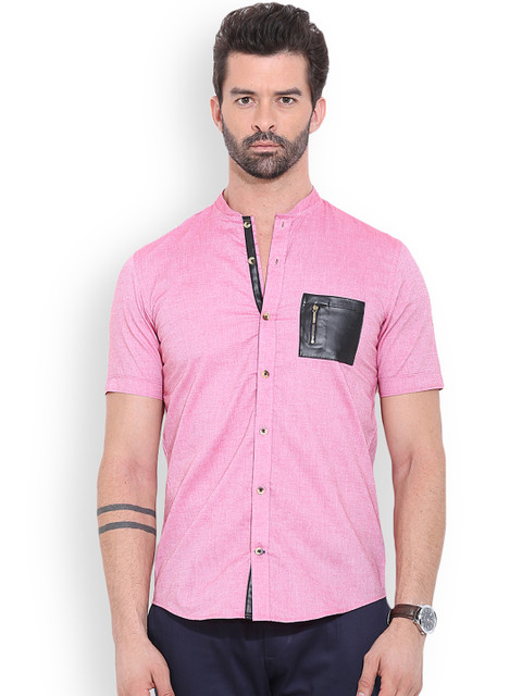 

MR BUTTON Pink Structured Fit Casual Shirt