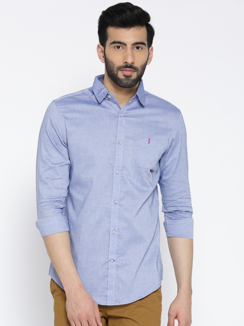 

MR BUTTON Blue Structured Fit Casual Shirt