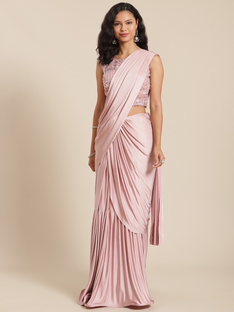 

KHALOM Pink Solid Ready to Wear Saree