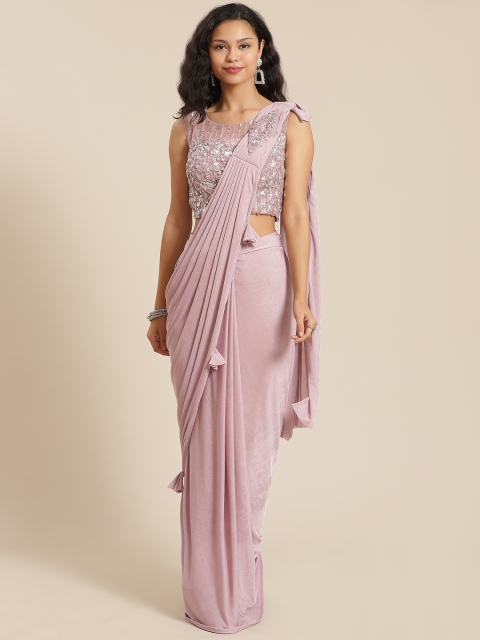 

KHALOM Mauve Solid Ready to Wear Saree