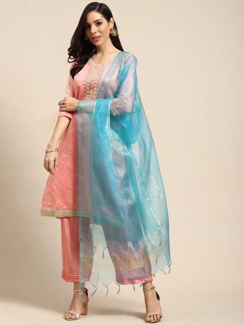 

Rajnandini Pink & Golden Embellished Semi-Stitched Dress Material