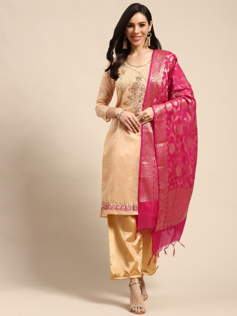 

Rajnandini Peach-Coloured & Pink Silk Blend Semi-stitched Dress Material