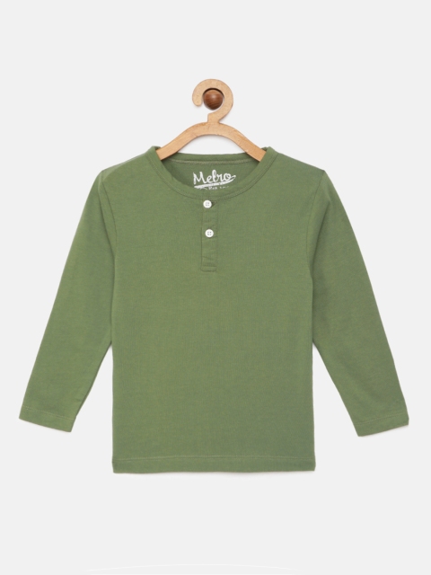

METRO KIDS COMPANY Boys Green Solid Pure Organic Cotton Sustainable T-shirt
