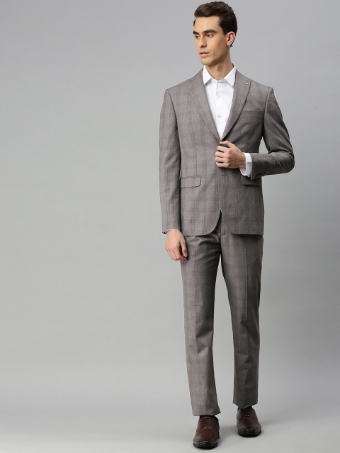 

Louis Philippe Men Grey Checked Single-Breasted Formal Suit