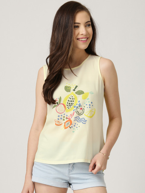 

Marie Claire Yellow Georgette Printed Top