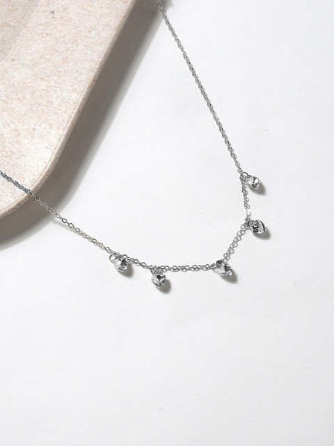 

ToniQ Silver-Toned Heart Charm Necklace