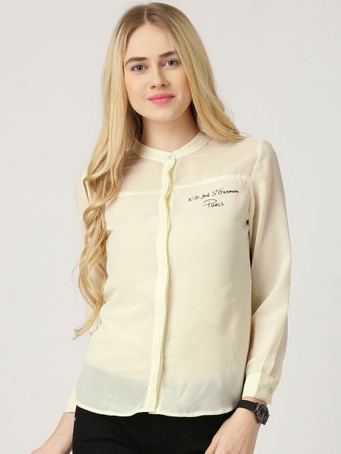 

Marie Claire Off-White Georgette Comfort Fit Sheer Shirt