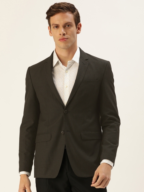 

Peter England Black Self-Design Neo Slim Fit Single-Breasted Formal Blazer