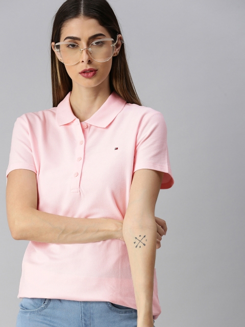 

Tommy Hilfiger Women Pink Solid Polo Collar T-shirt