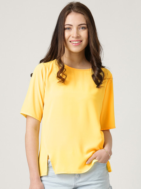 

Marie Claire Yellow Crepe Sheer Top