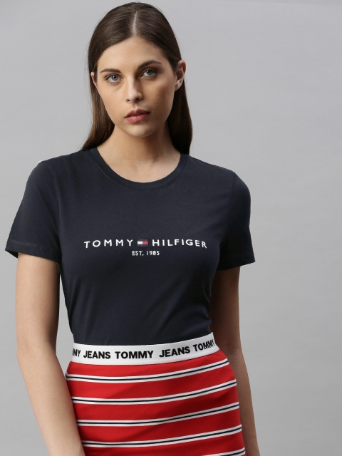 

Tommy Hilfiger Women Navy Blue Solid Round Neck T-shirt