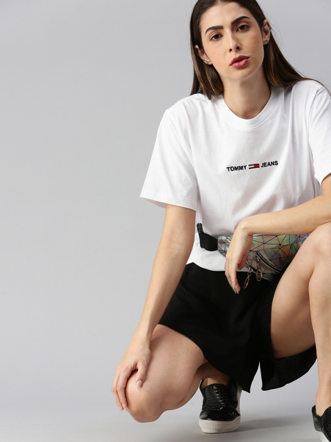 

Tommy Hilfiger Women White Solid Round Neck T-shirt