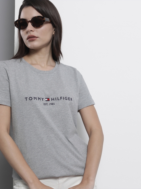 

Tommy Hilfiger Women Logo Embroidered Grey Organic Cotton T-shirt