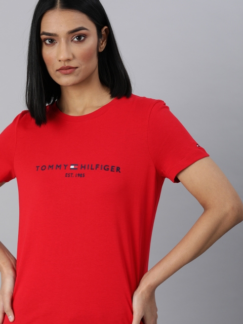 

Tommy Hilfiger Women Red Embroidered Round Neck T-shirt