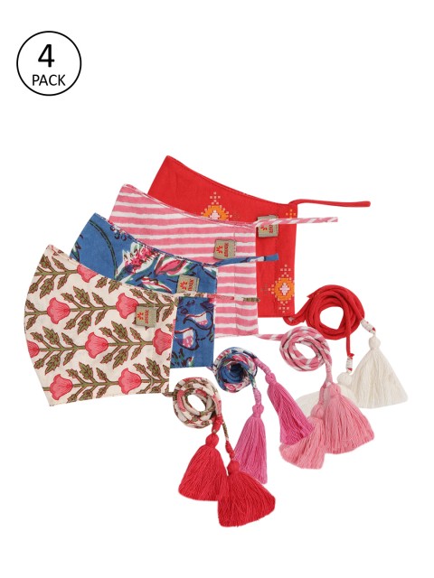 

Anouk Women Pack Of 4 Printed Reusable 3 Layer Protective Outdoor Masks, Multi
