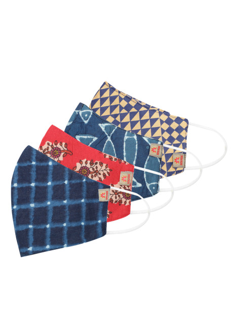 

Anouk Unisex Pack of 4 Printed 3 Ply Reusable Cloth Outdoor Masks, Multi