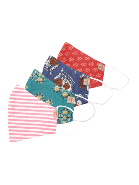 

Anouk Unisex Pack of 4 Printed 3 Ply Reusable Cloth Outdoor Masks, Multi