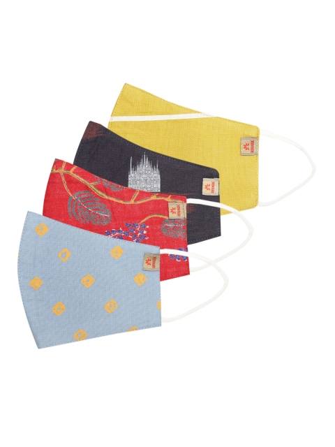 

Anouk Unisex Pack of 4 Printed 3-Ply Reusable Cotton Cloth Masks, Multi
