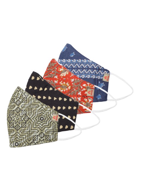 

Anouk Unisex Pack of 4 Printed 3 Ply Reusable Cloth Outdoor Masks, Multi