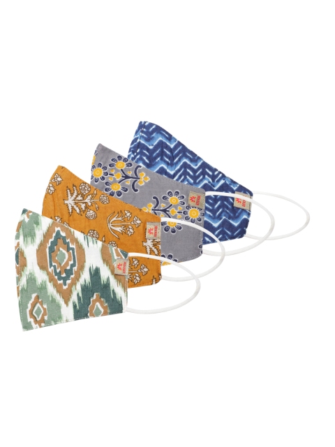 

Anouk Unisex Pack of 4 Printed 3 Ply Reusable Cloth Outdoor Masks, Multi