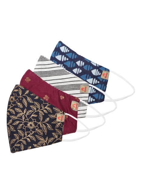 

Anouk Unisex Pack of 4 Printed 3 Ply Reusable Cloth Outdoor Masks, Multi