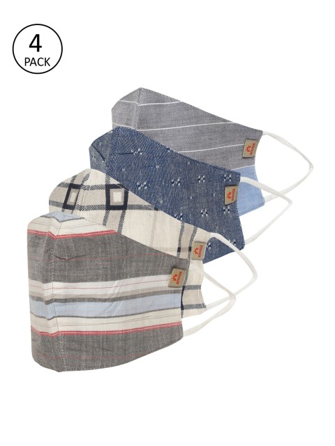 

Anouk Unisex Pack of 4 Printed Cotton 3-Ply Antibacterial Reusable Cloth Masks, Grey