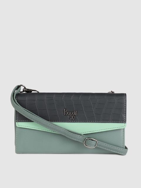 

Baggit Women Green & Navy Blue Animal Textured Two Fold Wallet