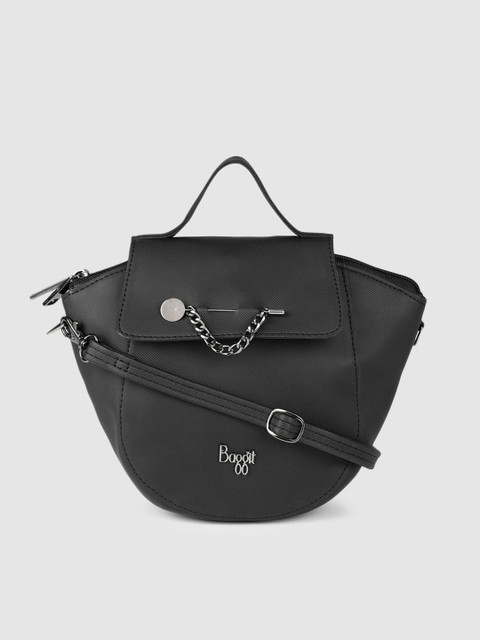 

Baggit Women Black Solid Satchel With Detachable String Strap