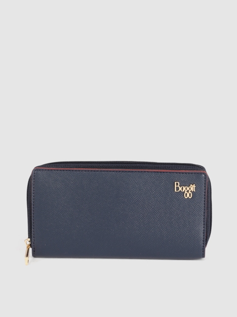 

Baggit Women Navy Blue Solid Zip Around Wallet