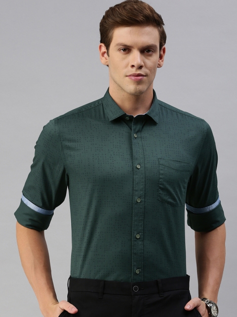 

Blackberrys Men Green & Navy Blue Slim Fit Printed Smart Casual Shirt
