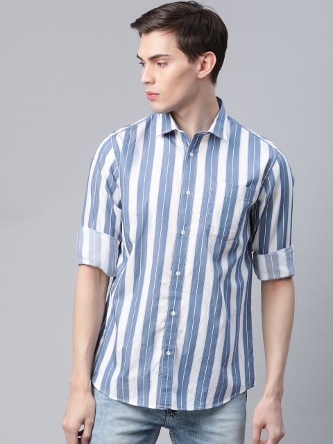 

Blackberrys Men Blue & White Slim Fit Striped Casual Shirt