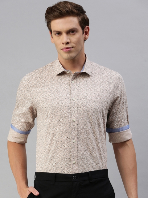 

Blackberrys Men Beige Slim Fit Printed Casual Shirt