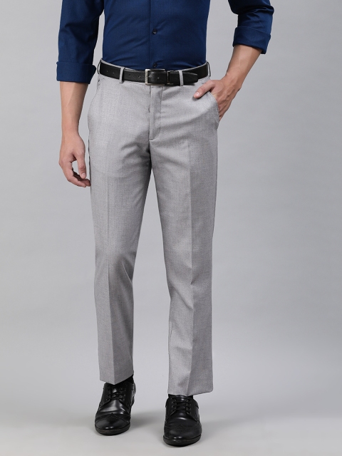 

Louis Philippe Men Grey Slim Fit Solid Formal Trousers
