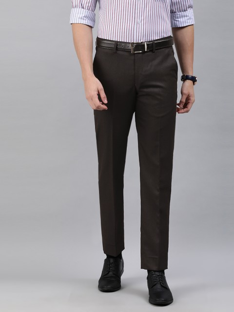 

Louis Philippe Men Brown Slim Fit Solid Formal Trousers