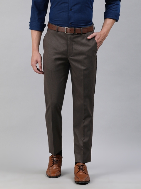 

Louis Philippe Men Brown Slim Fit Self Design Formal Trousers