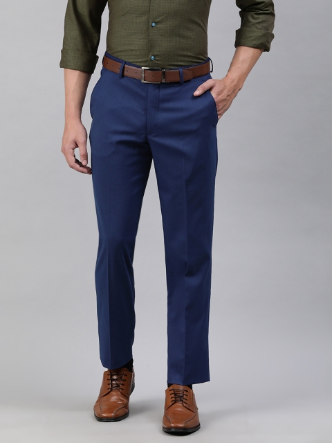 

Louis Philippe Men Blue Slim Fit Solid Formal Trousers