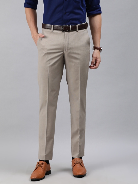 

Louis Philippe Men Beige Slim Fit Solid Formal Trousers