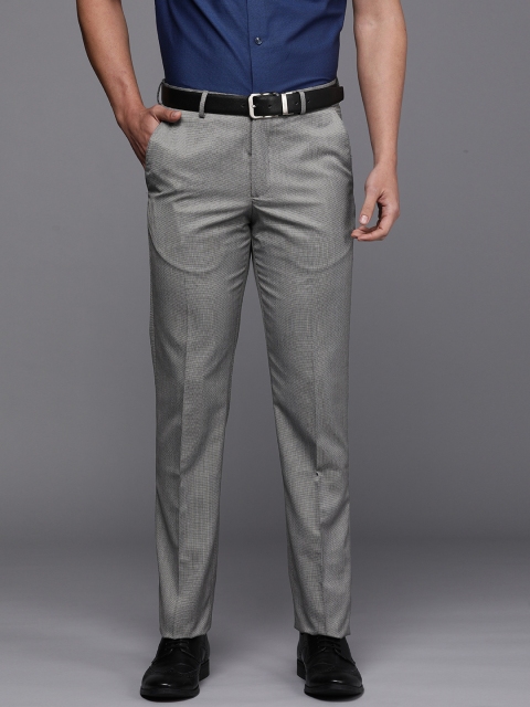 

Louis Philippe Men Grey Slim Fit Solid Formal Trousers