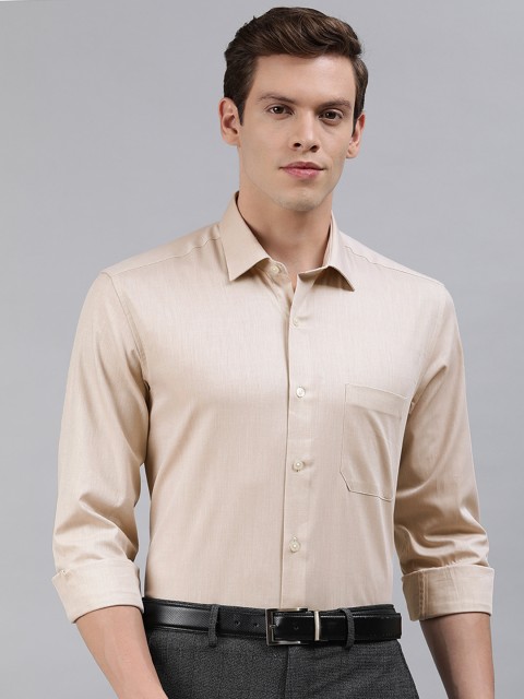 

Louis Philippe Men Beige & White Slim Fit Striped Formal Shirt