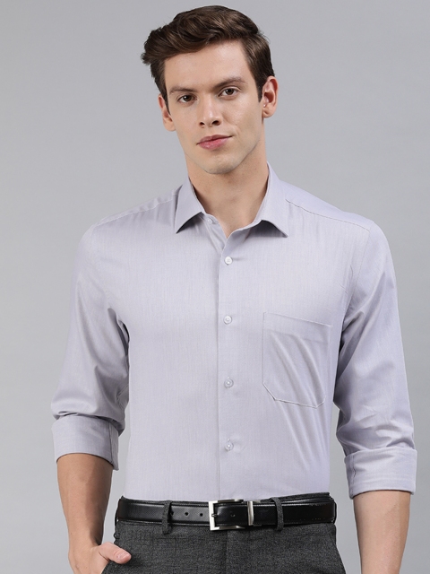 

Louis Philippe Men Grey & White Slim Fit Striped Formal Shirt