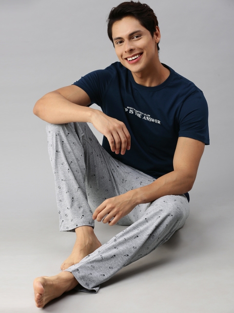 

Mast & Harbour Men Blue & Grey Printed Nightwear Set